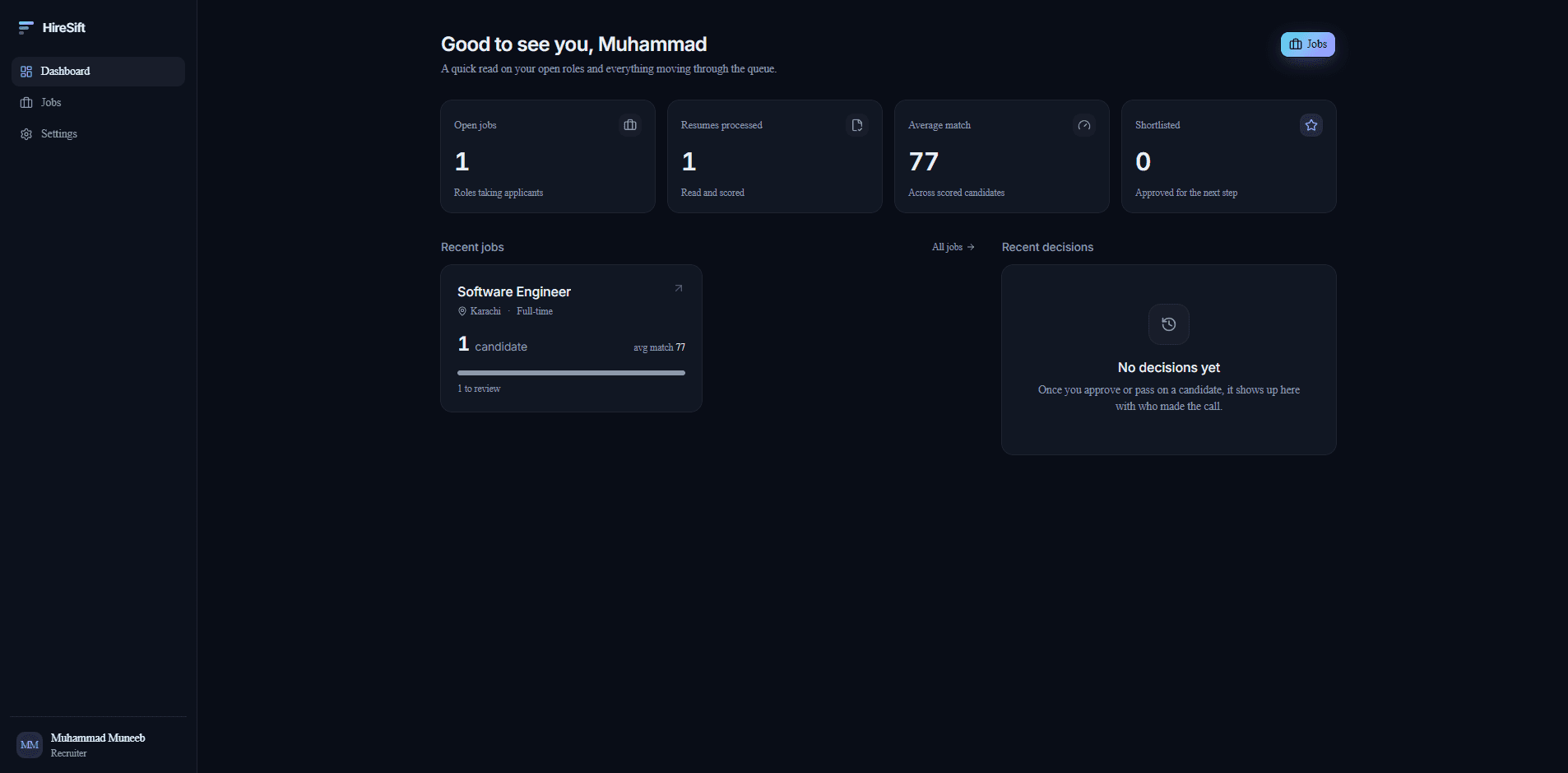 HireSift screen 2