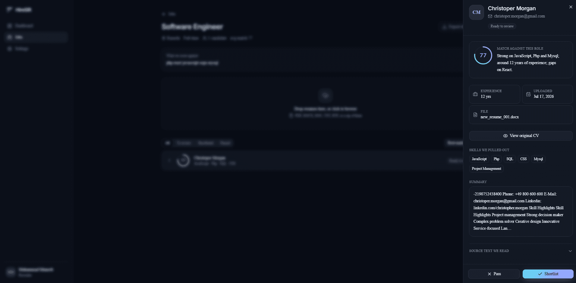 HireSift screen 3