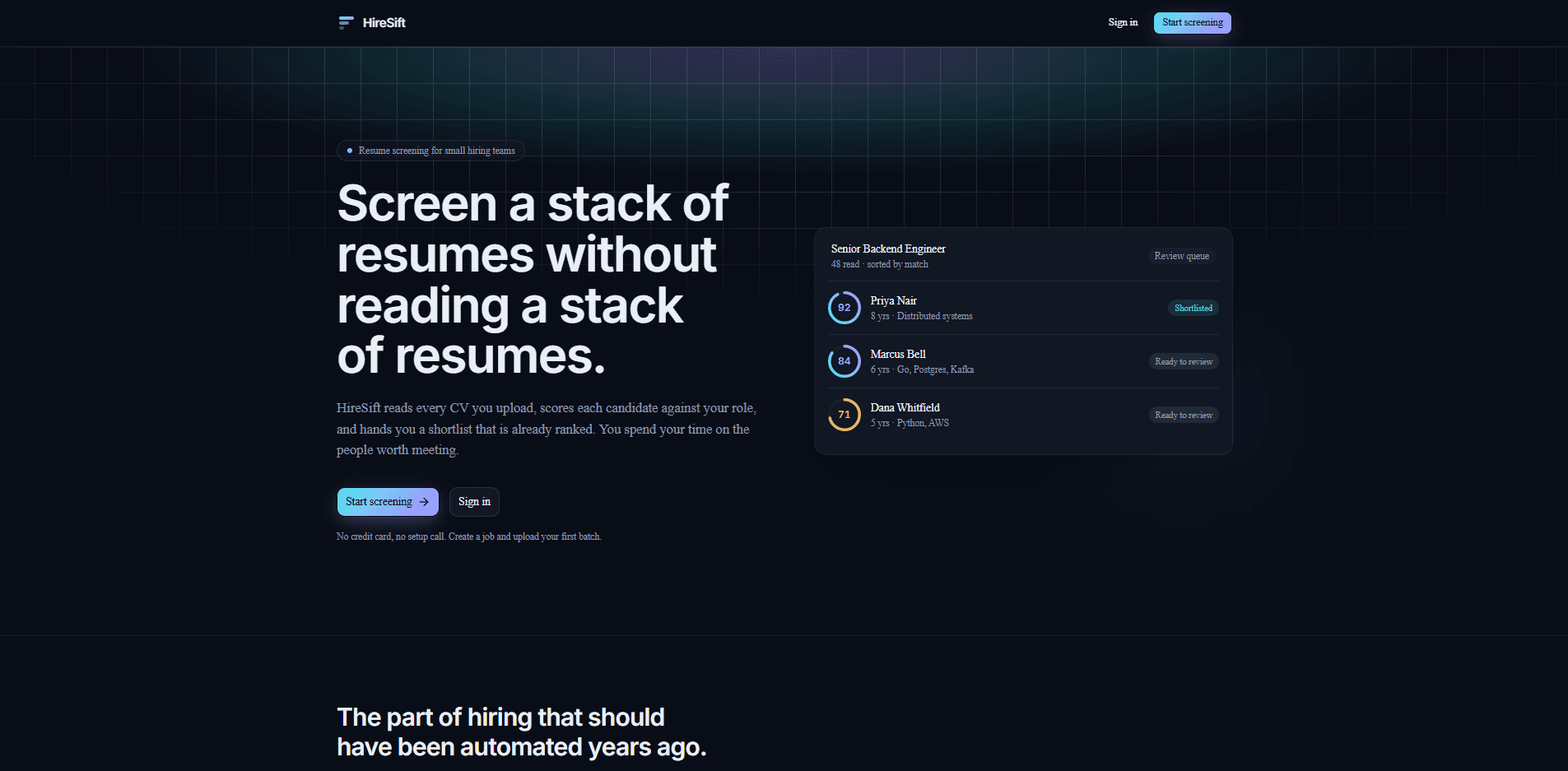 HireSift screenshot