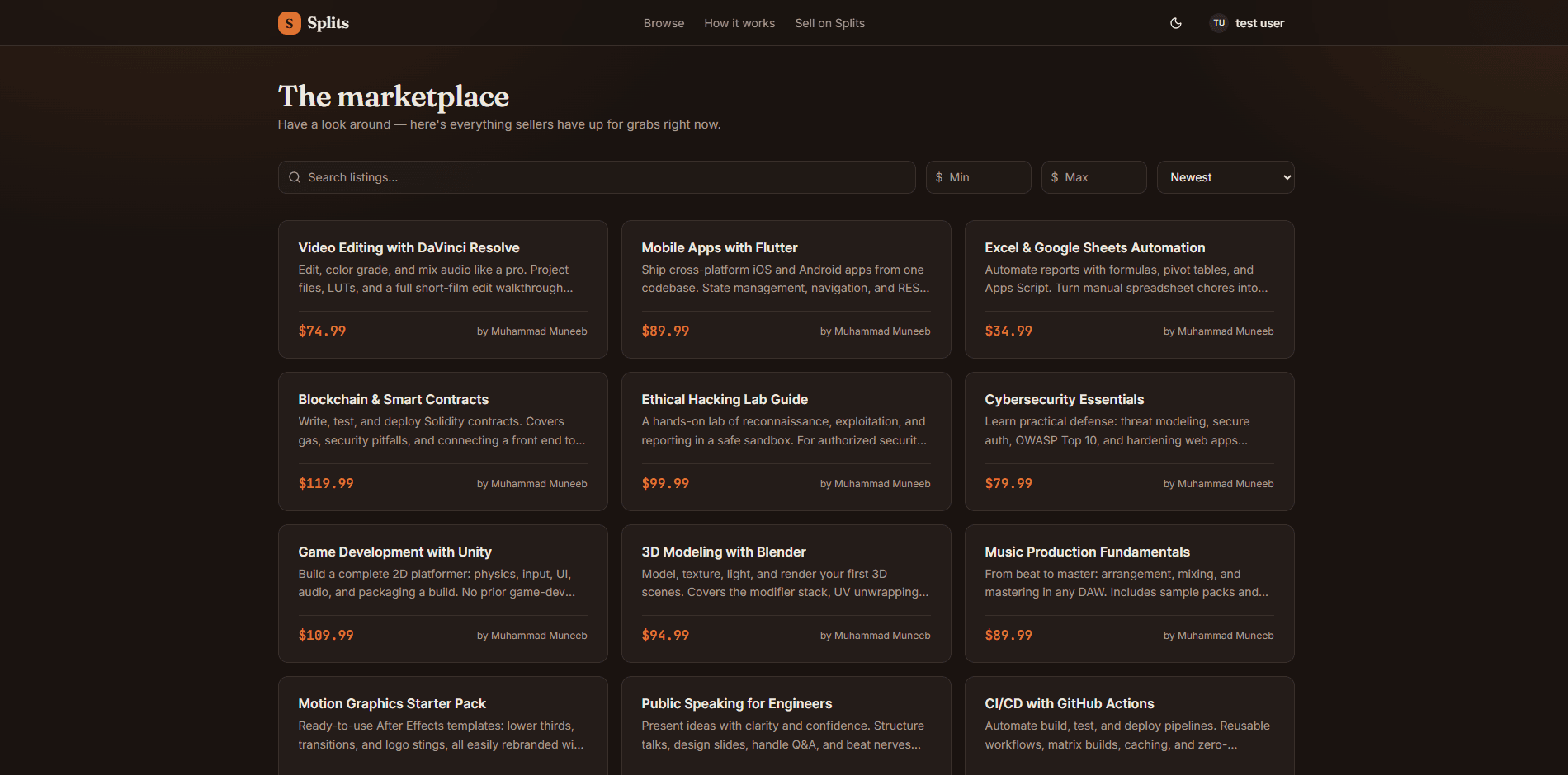 Marketplace Payment Splits screen 4