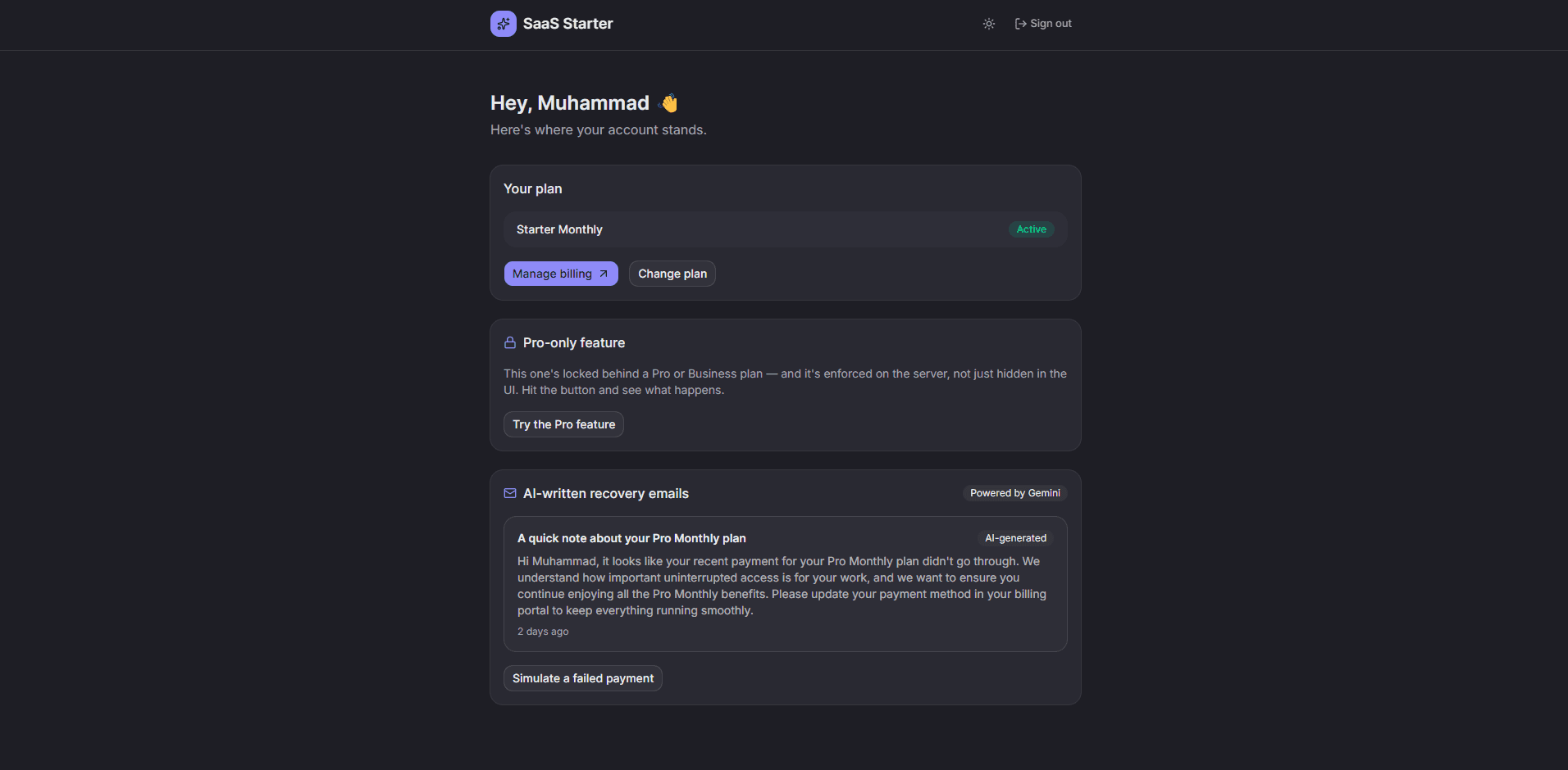 Subscription Billing screen 2